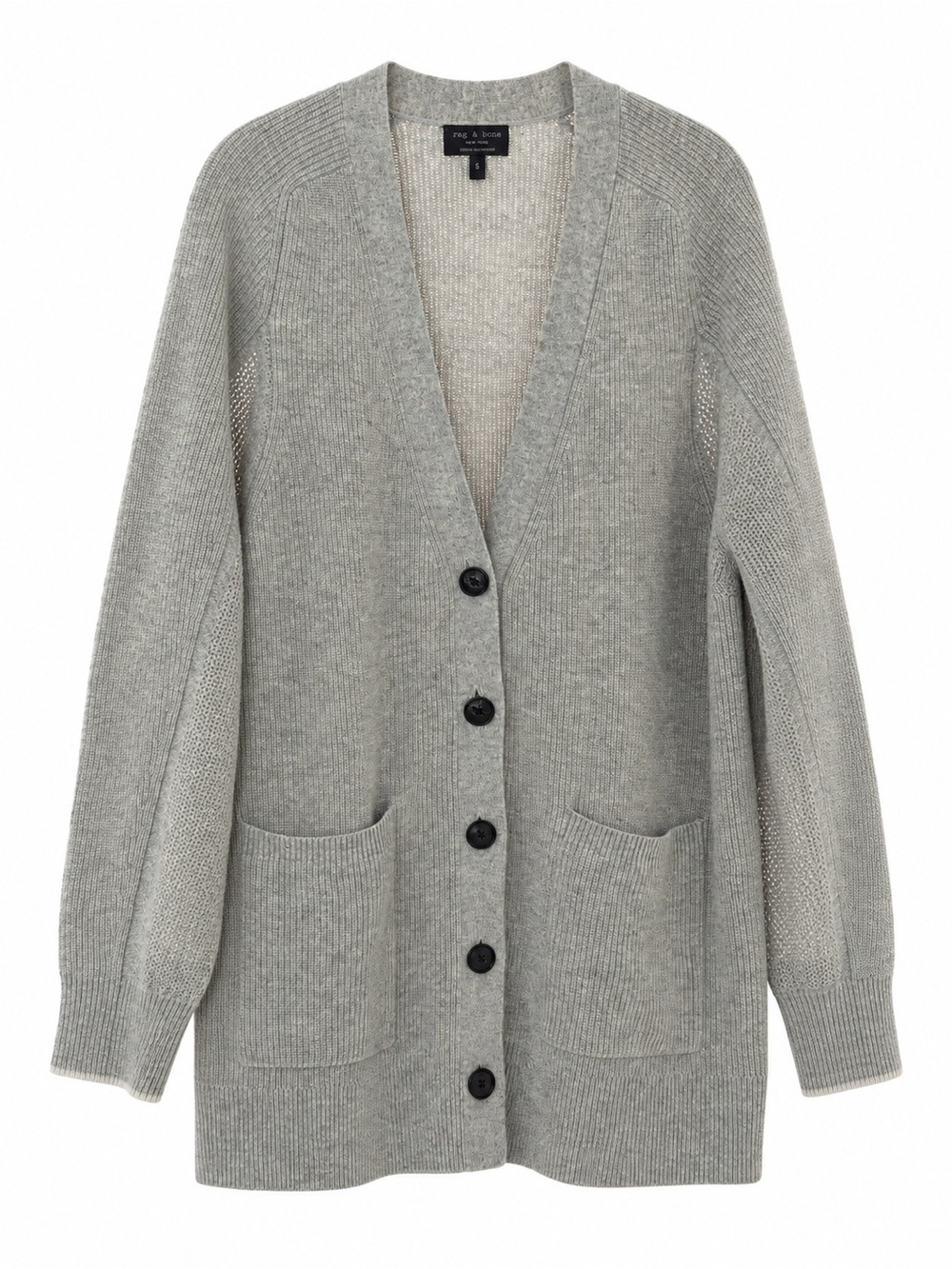 Rag & Bone 100% Cashmere Gray Longline V-Neck Cardigan Sweater